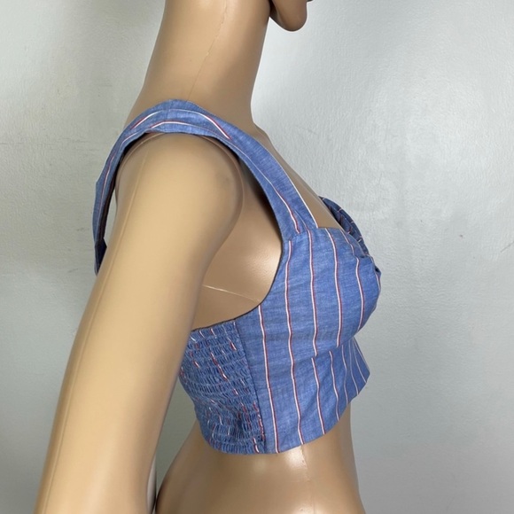NEW MAJORELLE REVOLVE BLUE STRIPED CROP TOP - Picture 5 of 8